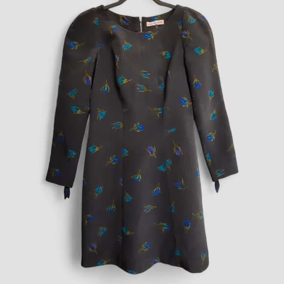 Runway REBECCA TAYLOR Silk Floral Puff Zipper Cuff Sheath Graphic Mini Dress 2 - Picture 5 of 11